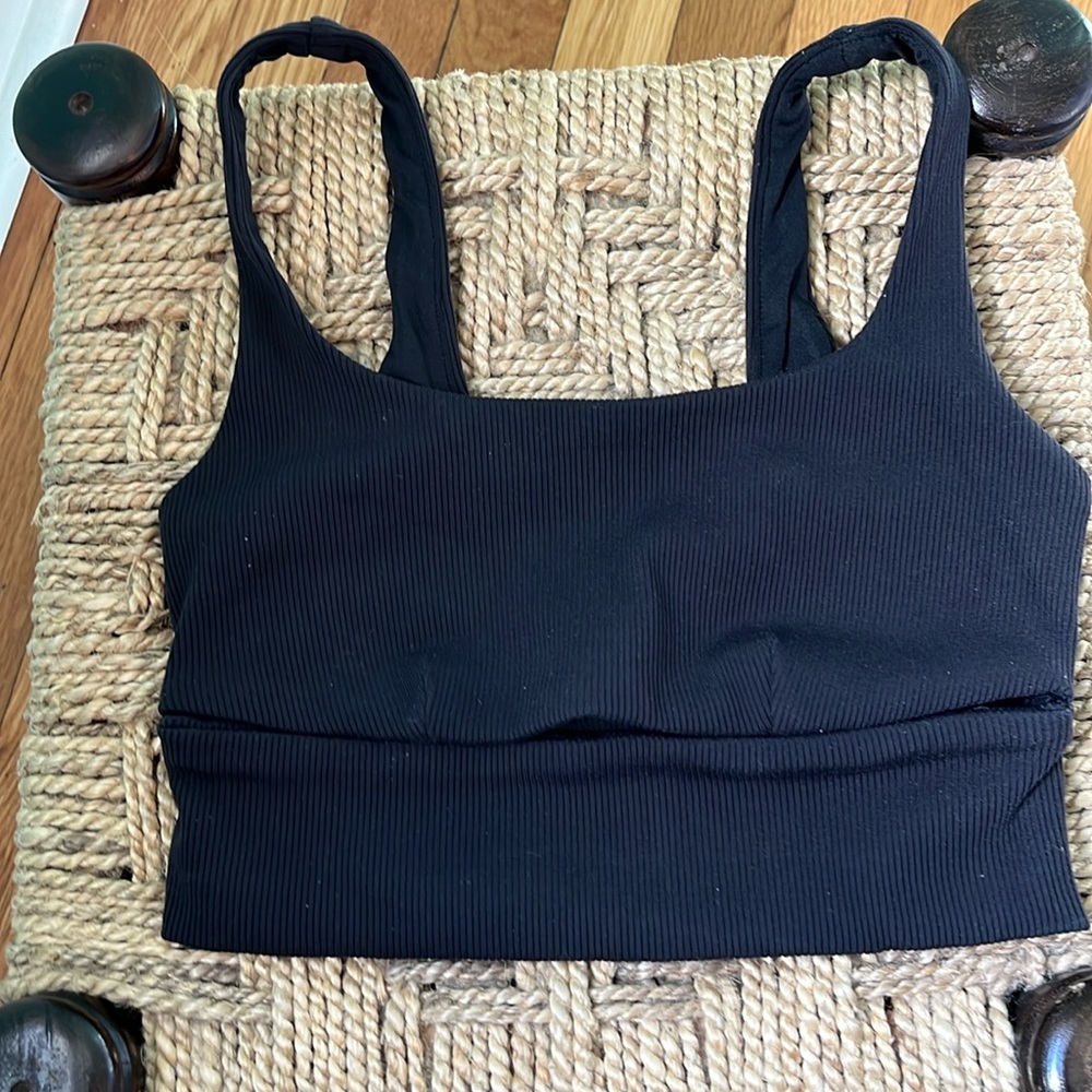 ALO Yoga ribbed fabric cut out detail sports bra